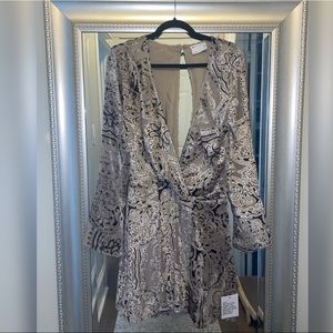 ASOS Silver Velvet Paisley Plunge Dress (#1014)